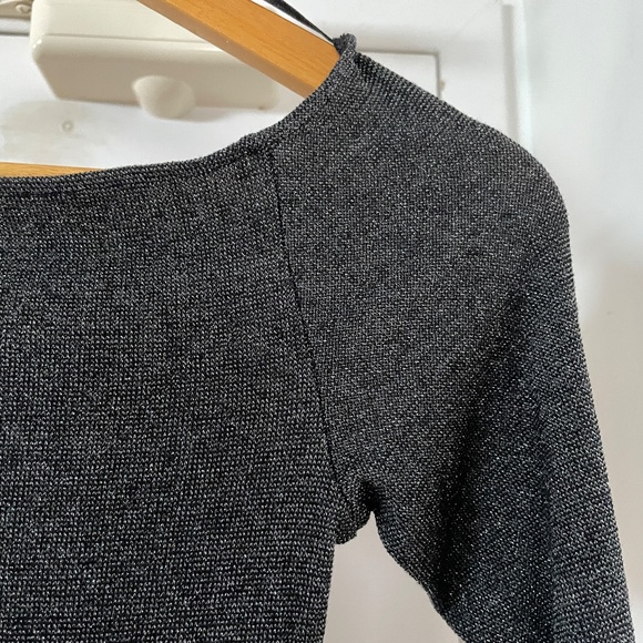 H&M Divided Boat Neck Black Silver Glitter Body Suit Long Sleeve Size Small - Picture 3 of 5